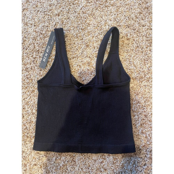 Textured Ribbed Solid V Neck Scoop Neck Cropped Top SIZE L/XL - Picture 5 of 5